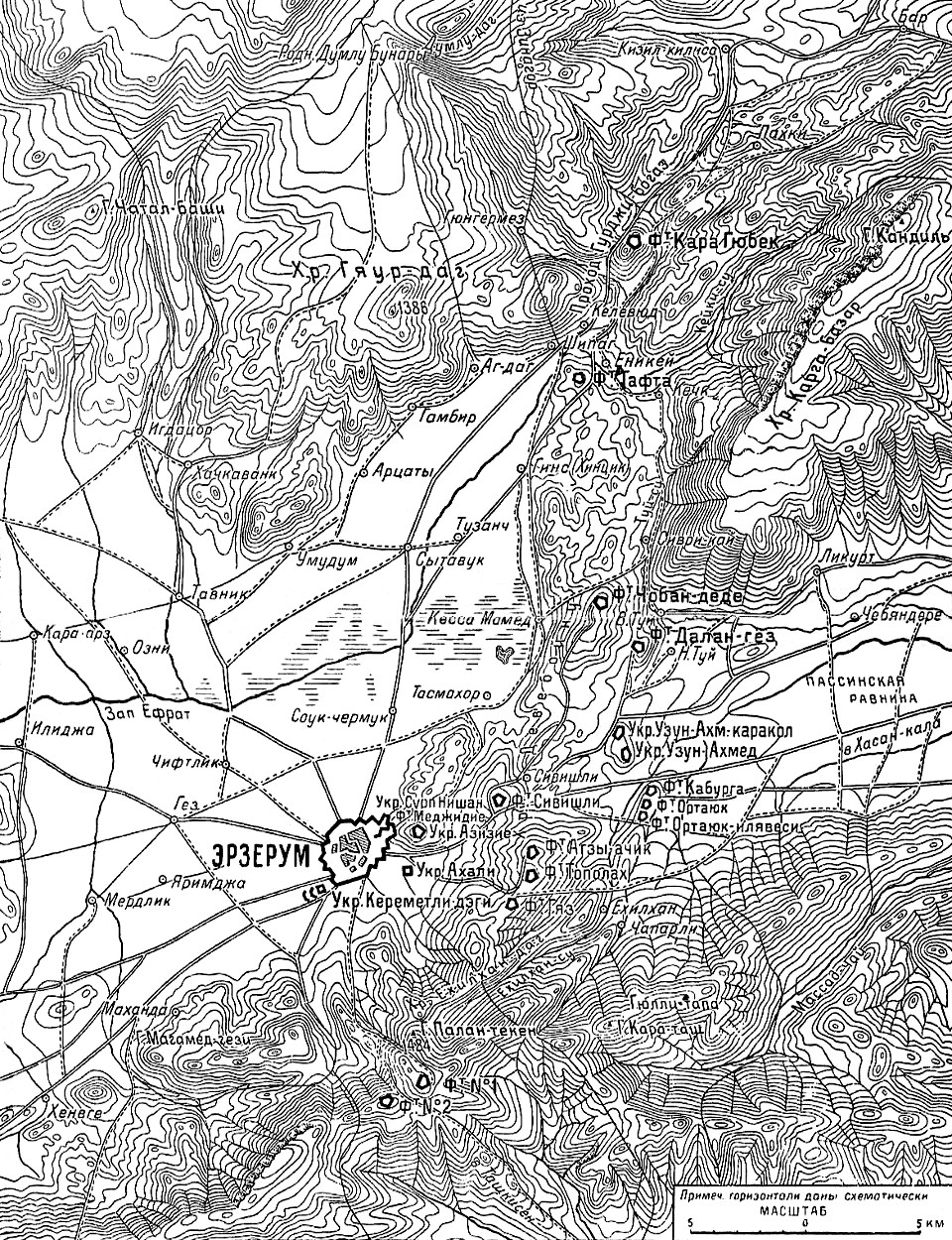 Схематическая карта Эрзерумской крепости
